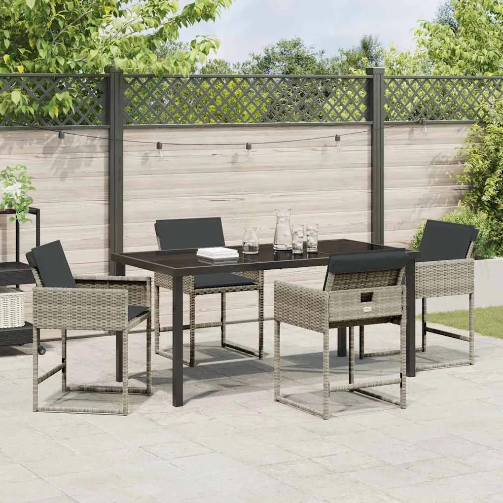 Conjunto de Jantar de Jardim de 5 Peças com Almofadas Cinza Claro em R