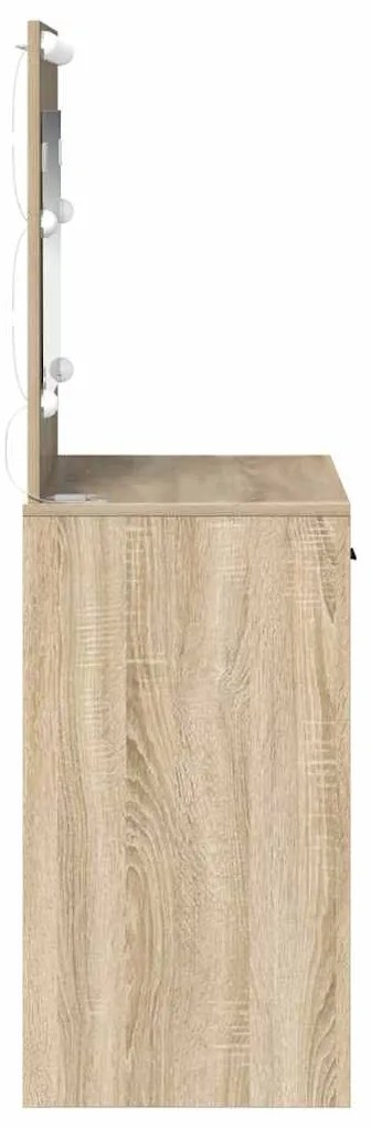 Mesa de Maquilhagem com Luzes LED Carvalho Sonoma 78.5x41x135 cm