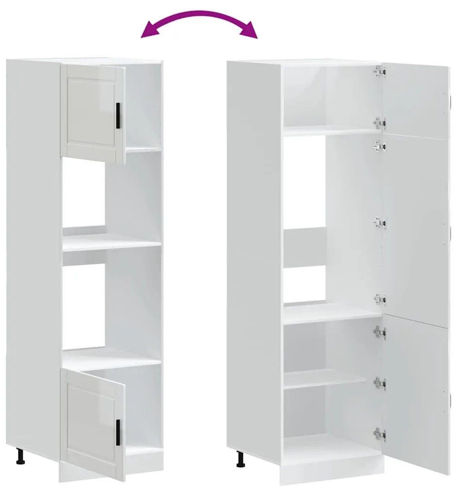 Armários forno 2pcs Porto derivados de madeira branco brilhante
