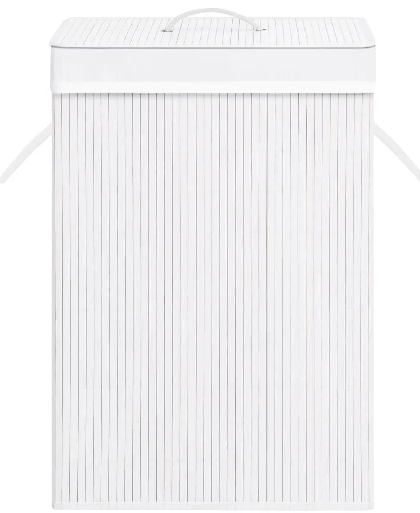 Cesto para roupa suja c/ secção única bambu branco