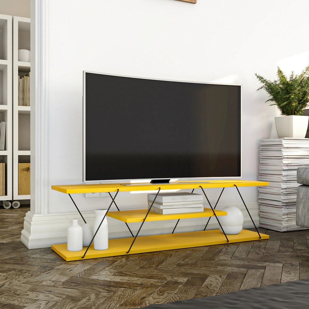 Móvel de TV Canaz v2 – Amarelo – 120x33x33 cm | Tribo Home