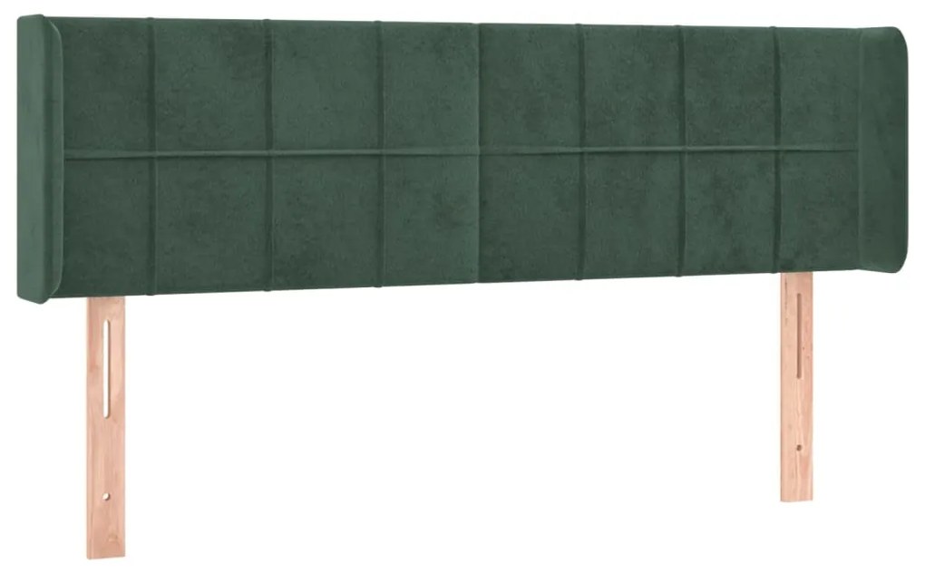 Cabeceira cama c/ luzes LED veludo 147x16x78/88 cm verde-escuro