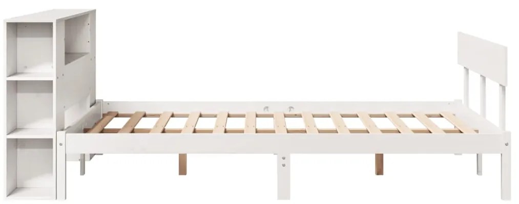 Cama com estante sem colchão 120x190 cm pinho maciço branco