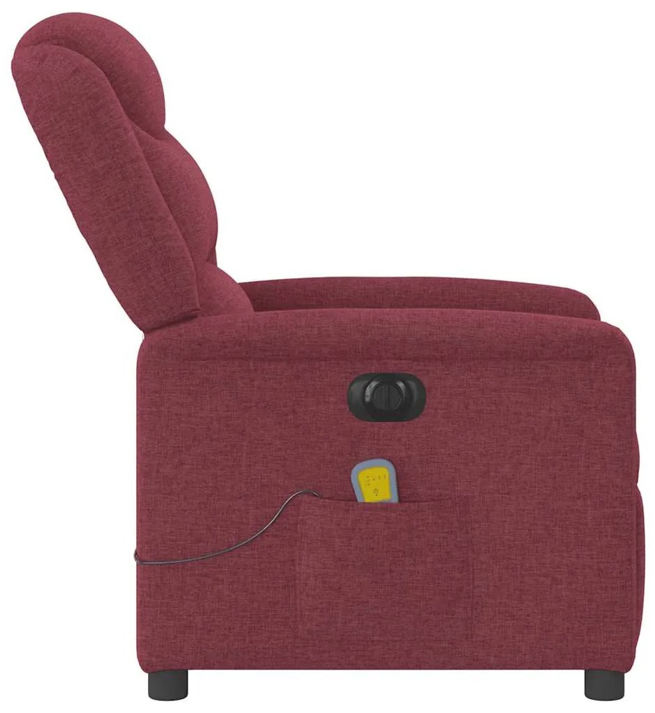 Poltrona reclinável de massagens elétrica tecido vermelho tinto