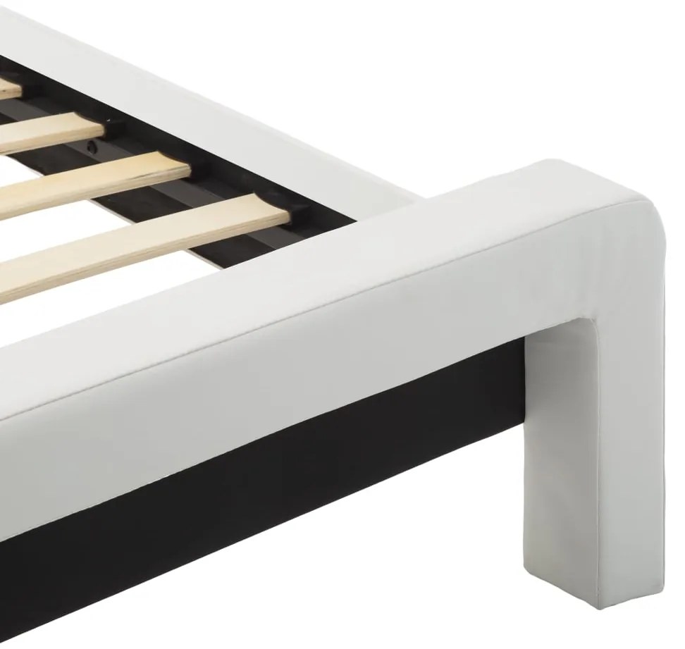 Estrutura cama c/ LEDs couro artificial 180x200cm branco/preto