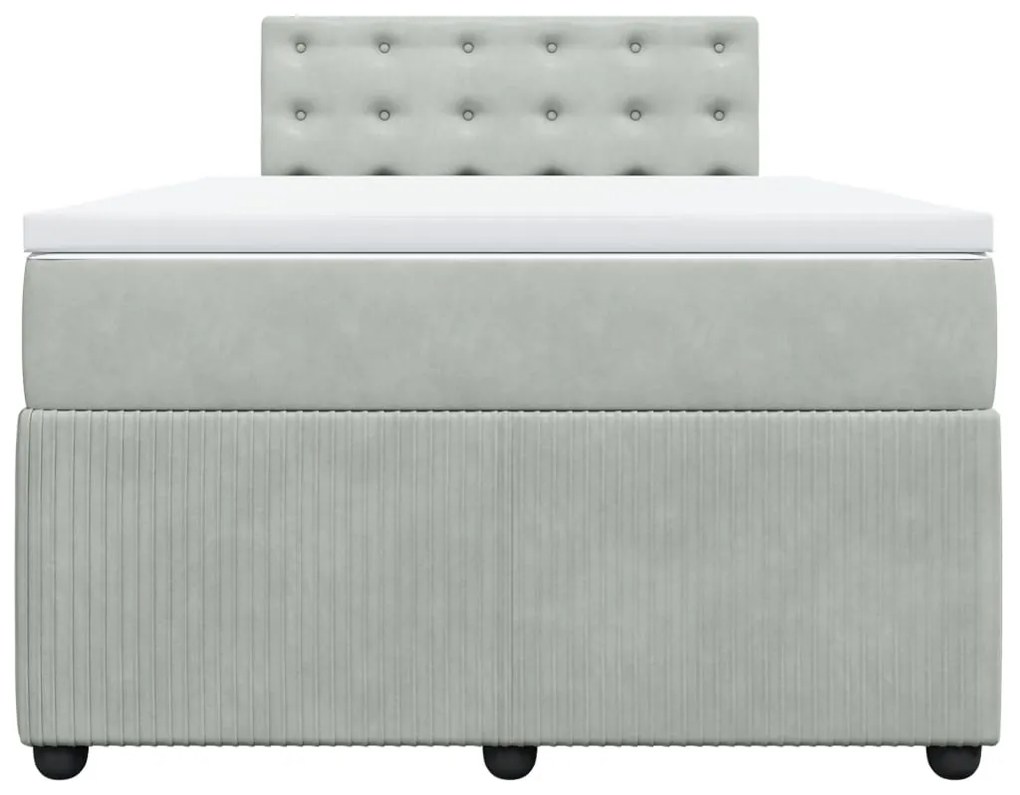 Cama boxspring c/ colchão 120x200 cm veludo cinzento-claro