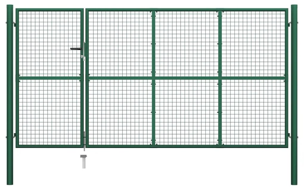 vidaXL Portão de jardim 350x150 cm aço verde