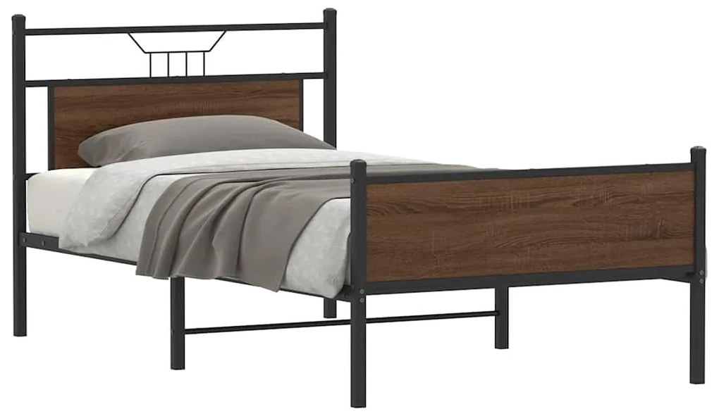 Estrutura cama s/ colchão derivados madeira carvalho castanho
