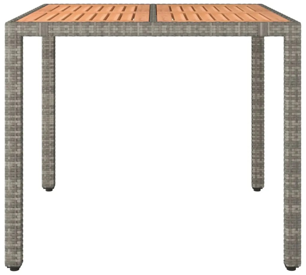 Mesa de jardim c/ tampo de madeira vime PE/acácia maciça cinza