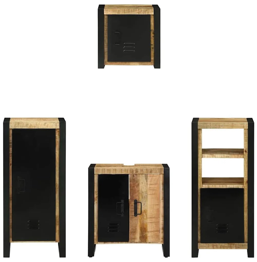 Conjunto de Móveis para Banheiro 4 pcs Madeira de manga maciça