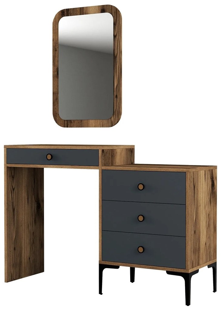 Cômoda Lizbon500 – Nogueira/Antracite – 124x84,7x40 cm