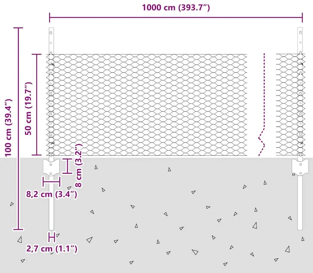 Postes de Cerca 5 pcs U-Channel 60 cm de Aço Galvanizado