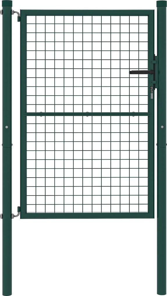 Outsunny Portão de Jardim em Aço 97x175 cm Portão de Jardim com Fechadura Chaves e Maçaneta Verde | Aosom Portugal