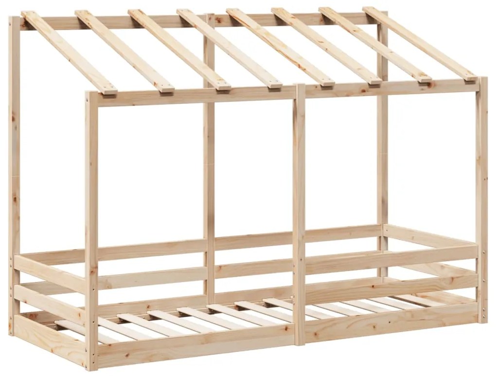 Cama infantil com telhado 75x190 cm madeira de pinho maciça