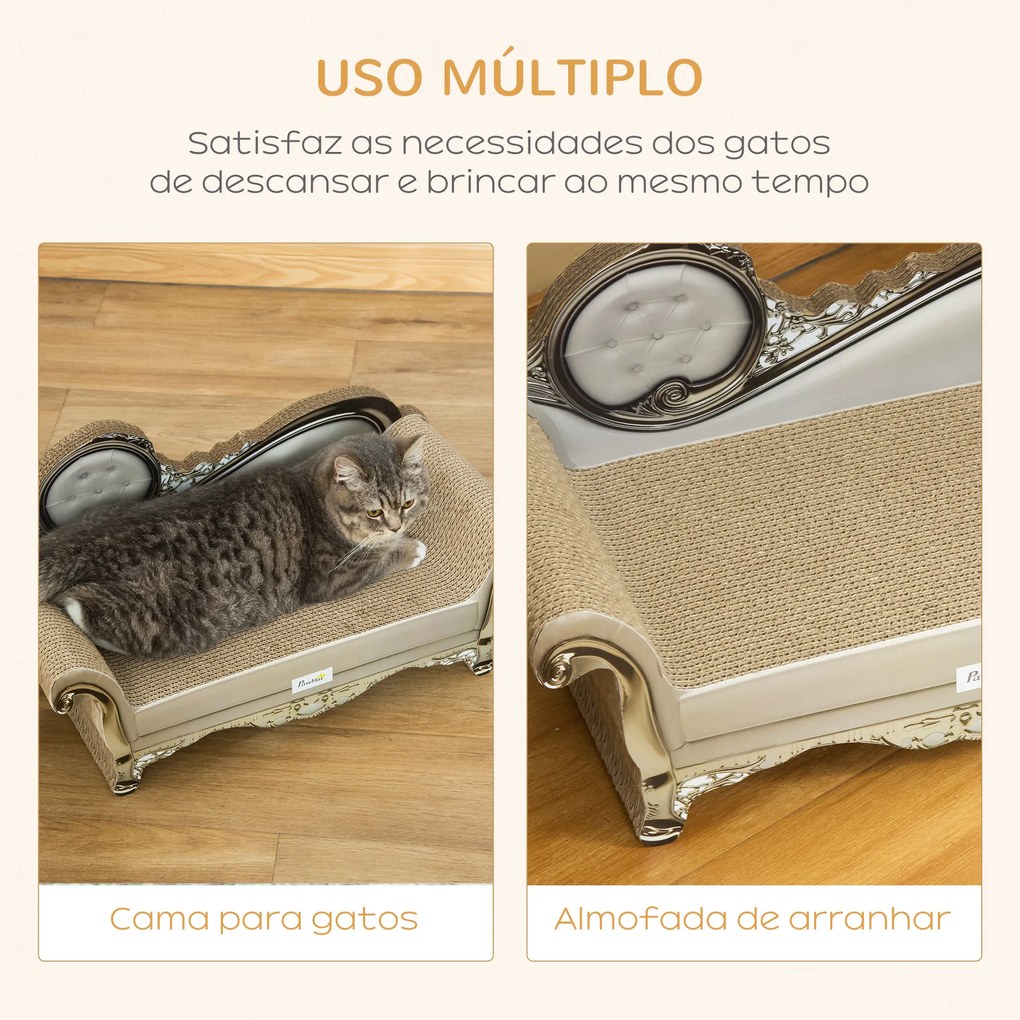 Arranhador para Gatos em Forma de Sofá 2 em 1 Arranhador para Gatos com Catnip para Interior 60x29,5x29 cm Bege