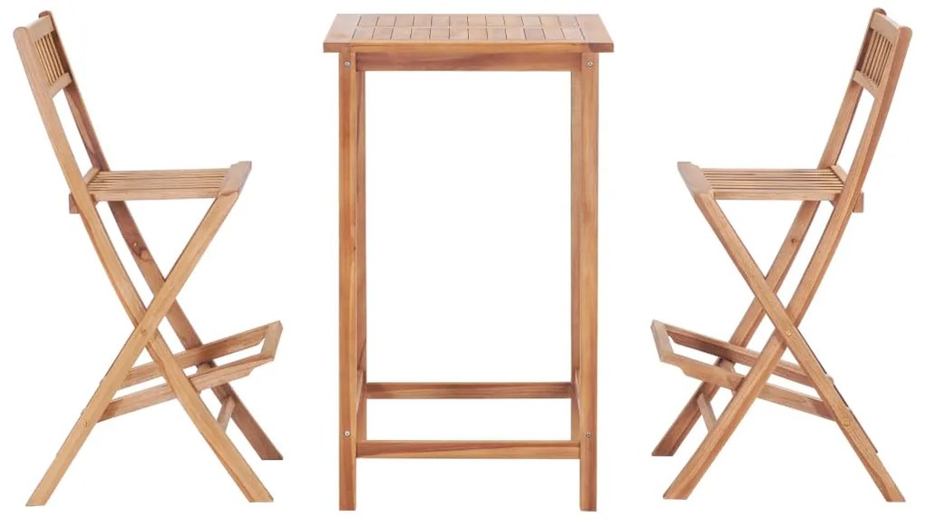 3 pcs conjunto de bar em madeira de teca maciça