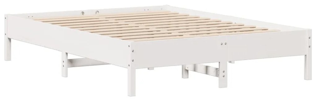 Cama sem colchão 140x190 cm madeira de pinho maciça branco