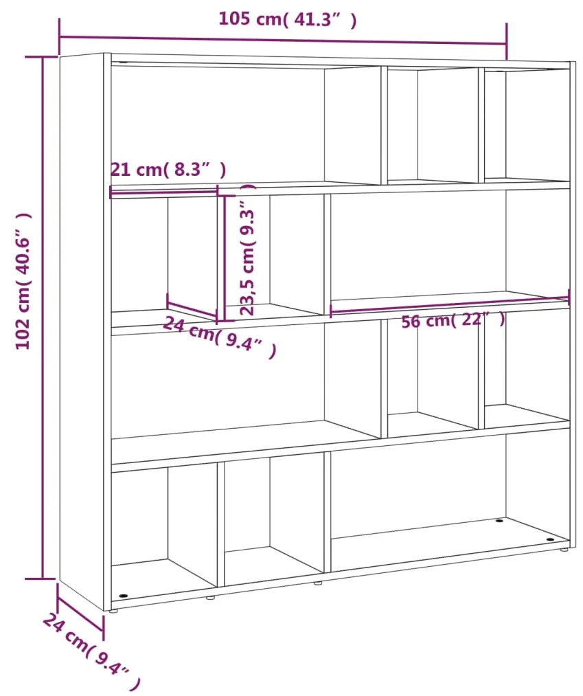 Estante/divisória 105x24x102 cm cinzento cimento