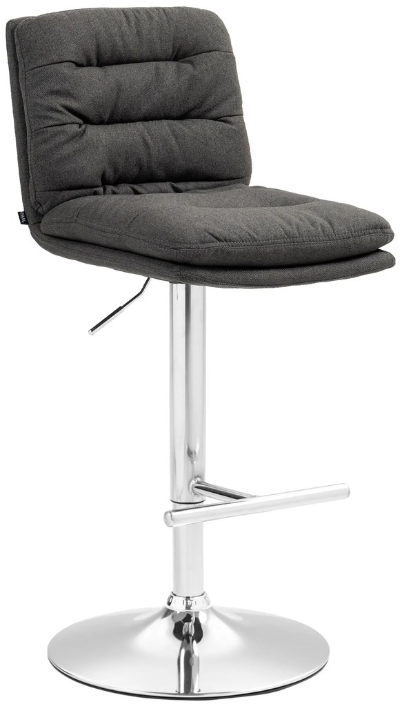Banco de bar Damar em tecido com estrutura cromada 94-116 x 42 x 56 cm Cinzento escuro