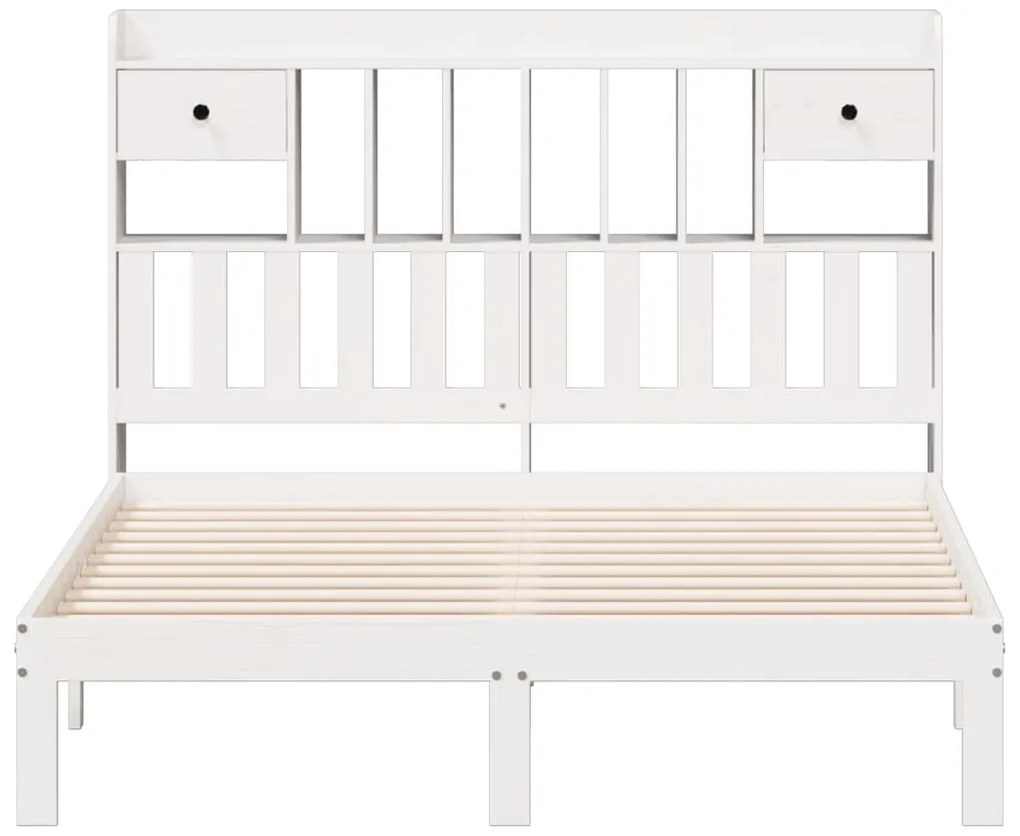 Cama com estante sem colchão 135x190 cm pinho maciço branco