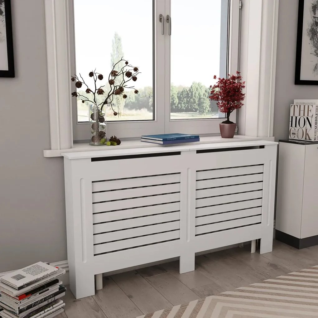 vidaXL Cobertura de radiador 152x19x81,5 cm MDF branco