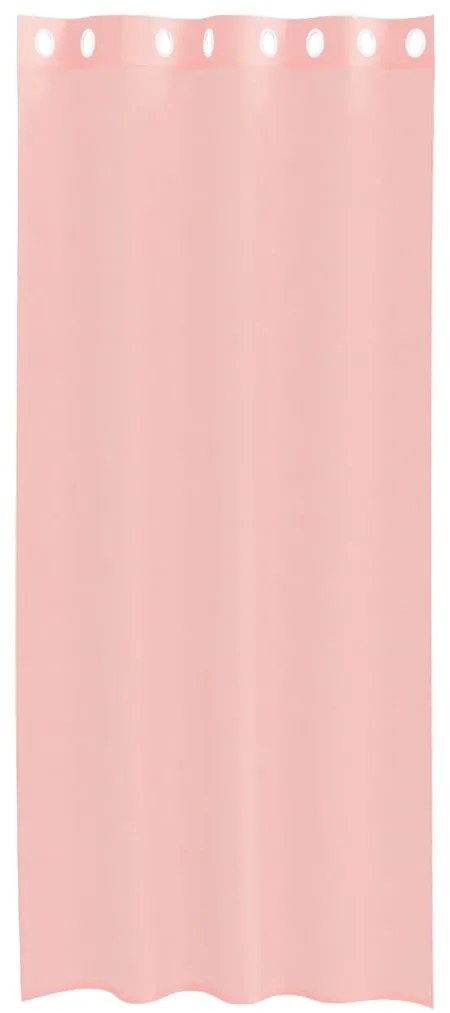 Cortinas de voile com ilhós 2 pcs rosa 140x245 cm