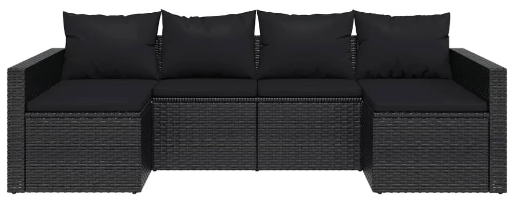 2 pcs conjunto lounge de jardim c/ almofadões vime PE preto