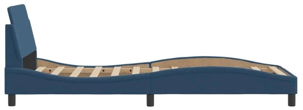 Estrutura cama c/ cabeceira sem colchão tecido 90x190 cm azul