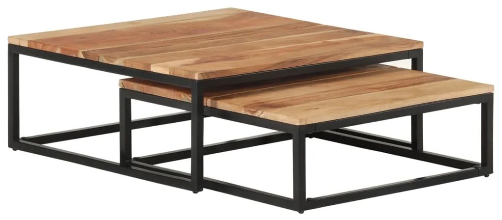 320391 vidaXL Mesas de centro de encastrar 2 pcs madeira de acácia maciça