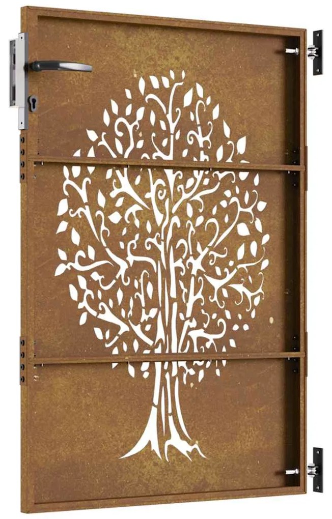 Portão de jardim 85x125 cm aço corten design árvore