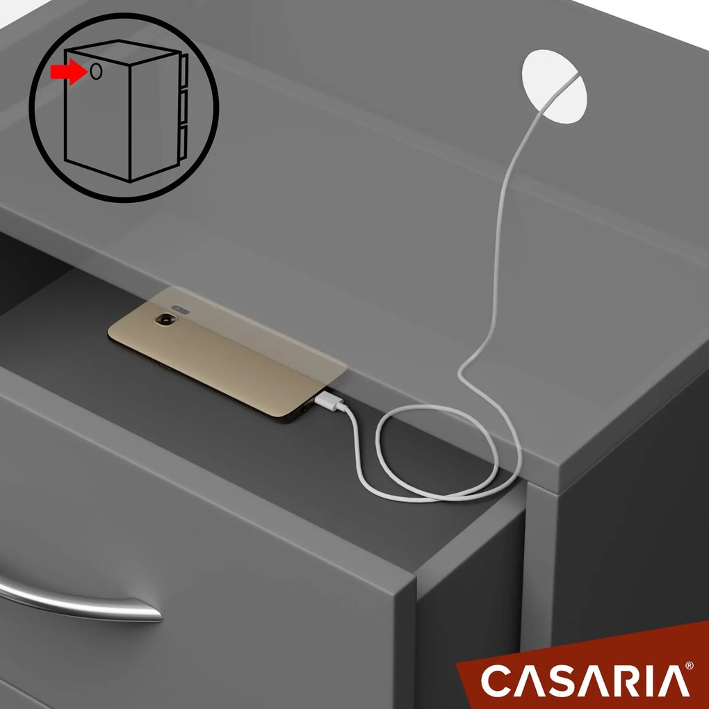 Mesa de cabeceira Eloise  54x39x28cm com Luz LED antracite