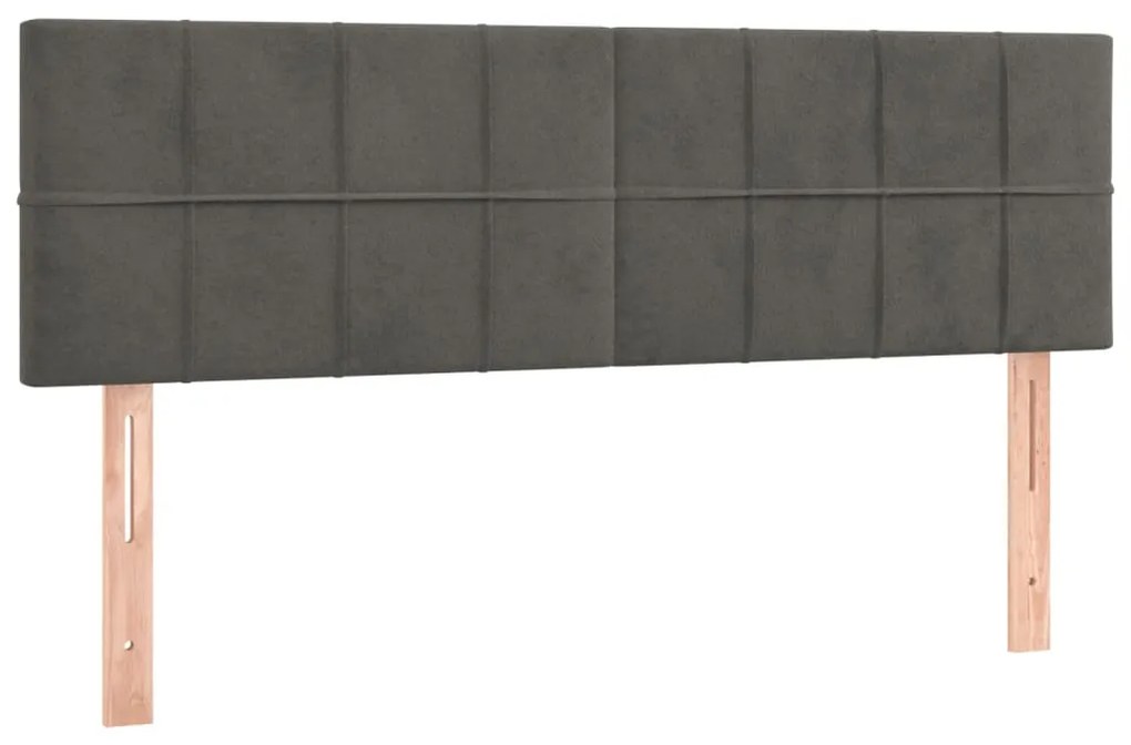 Cama box spring c/ colchão/LED 140x200cm veludo cinzento-escuro