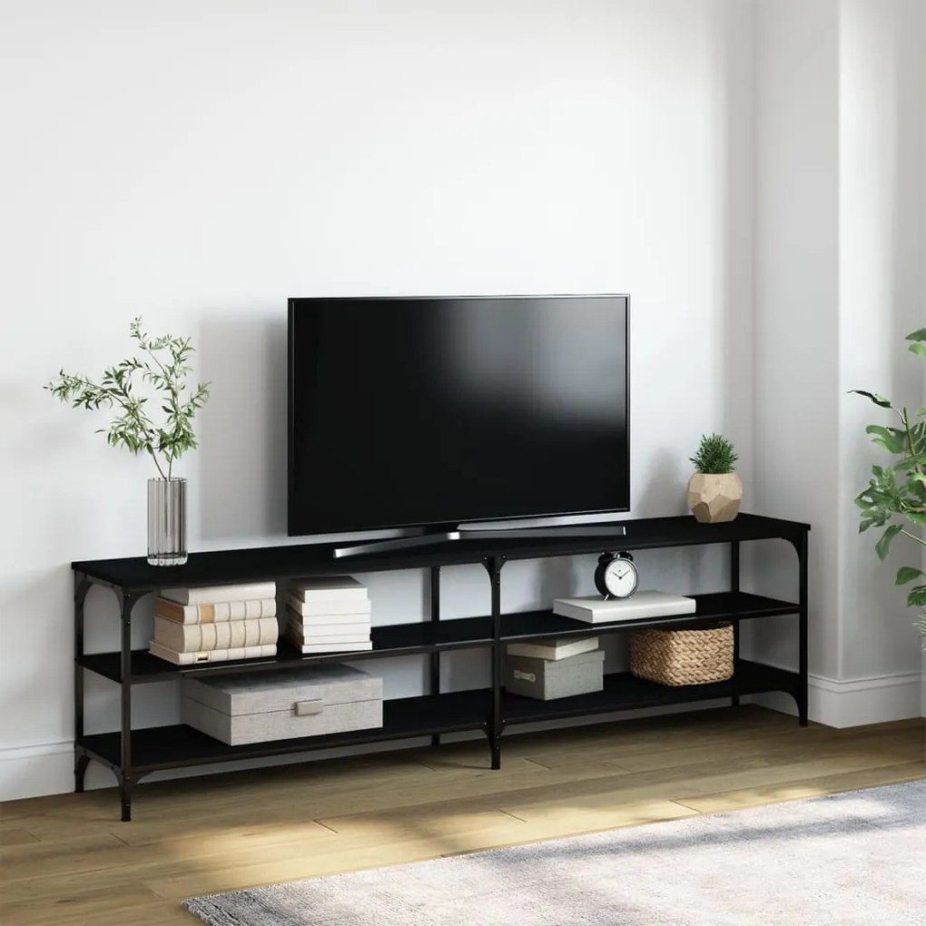 vidaXL Móvel para TV 180x30x50 cm derivados de madeira/metal preto