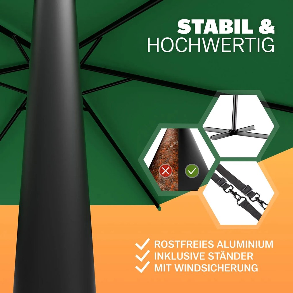 Guarda-sol cantilever em alumínio Ø300cm Proteção UV 80+ verde