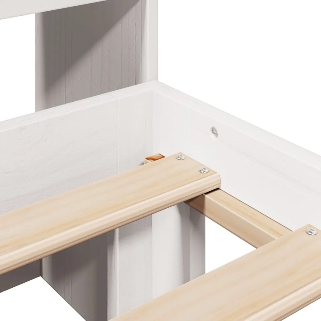 Cama com estante sem colchão 120x190 cm pinho maciço branco