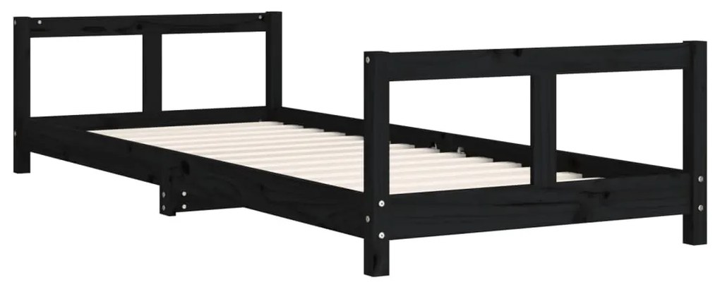 Estrutura de cama infantil 80x200 cm pinho maciço preto