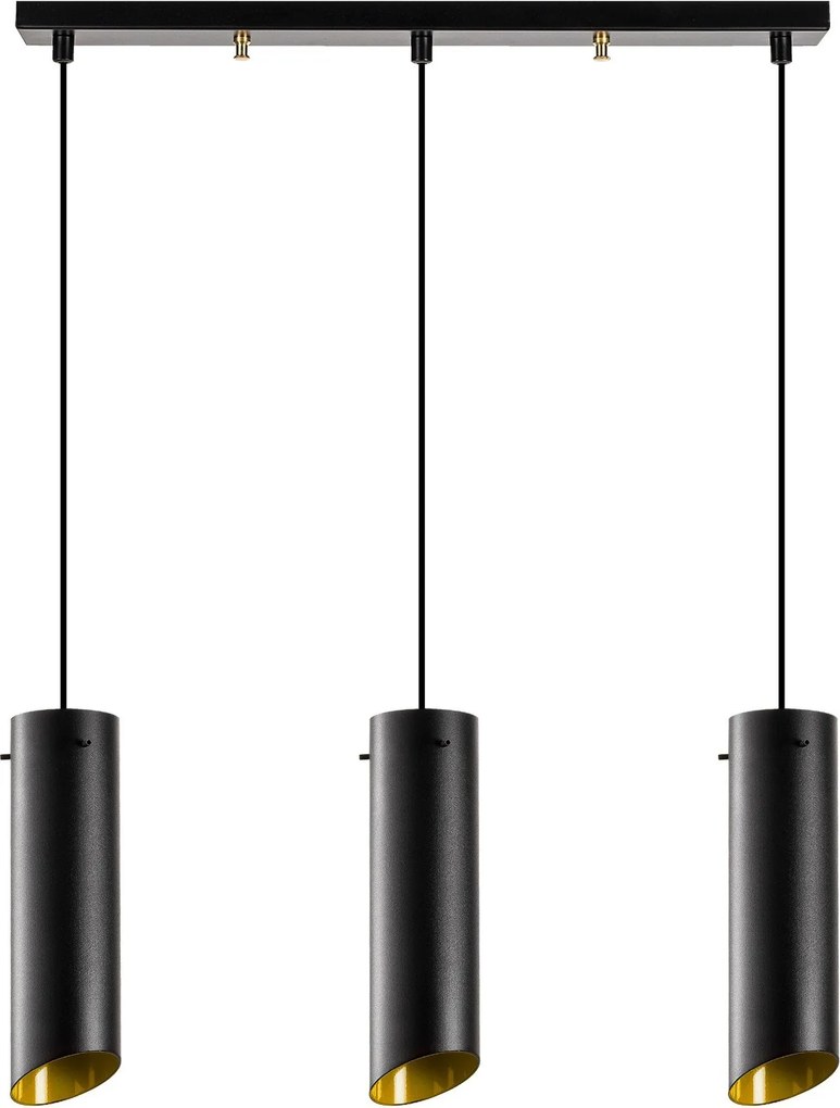 Candeeiro de Teto Sivani – Preto e Amarelo – 60 x 8 cm