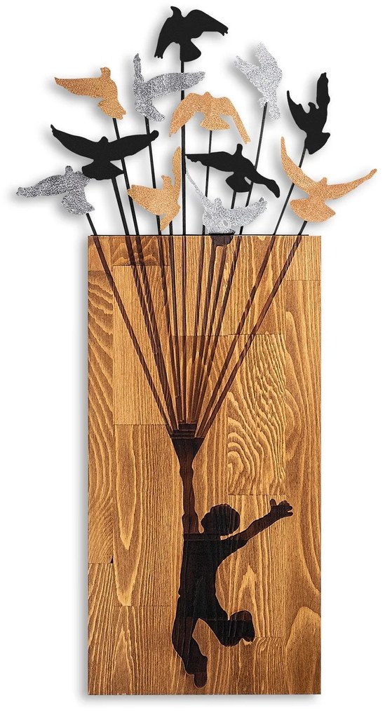Acessório Decorativo de Parede Flying Boy – Nogueira e Preto – 45 x 86