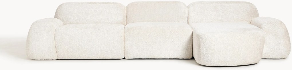 Sofá de canto modular em teddy-bouclé Wolke (4 lugares)