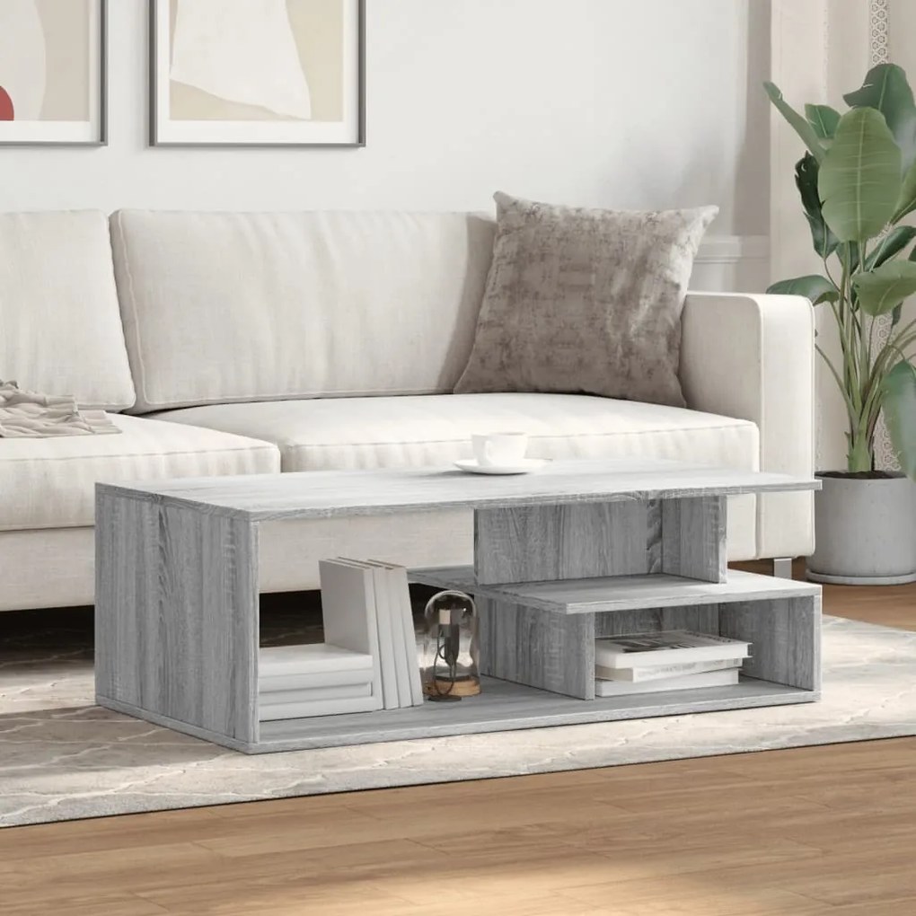 Mesa de centro 102x55x35 cm derivados madeira cinzento sonoma