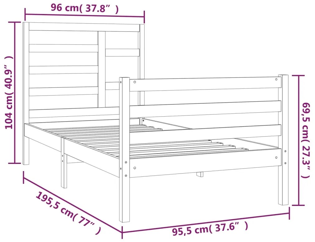 Estrutura de cama solteiro 90x190 cm madeira maciça branco