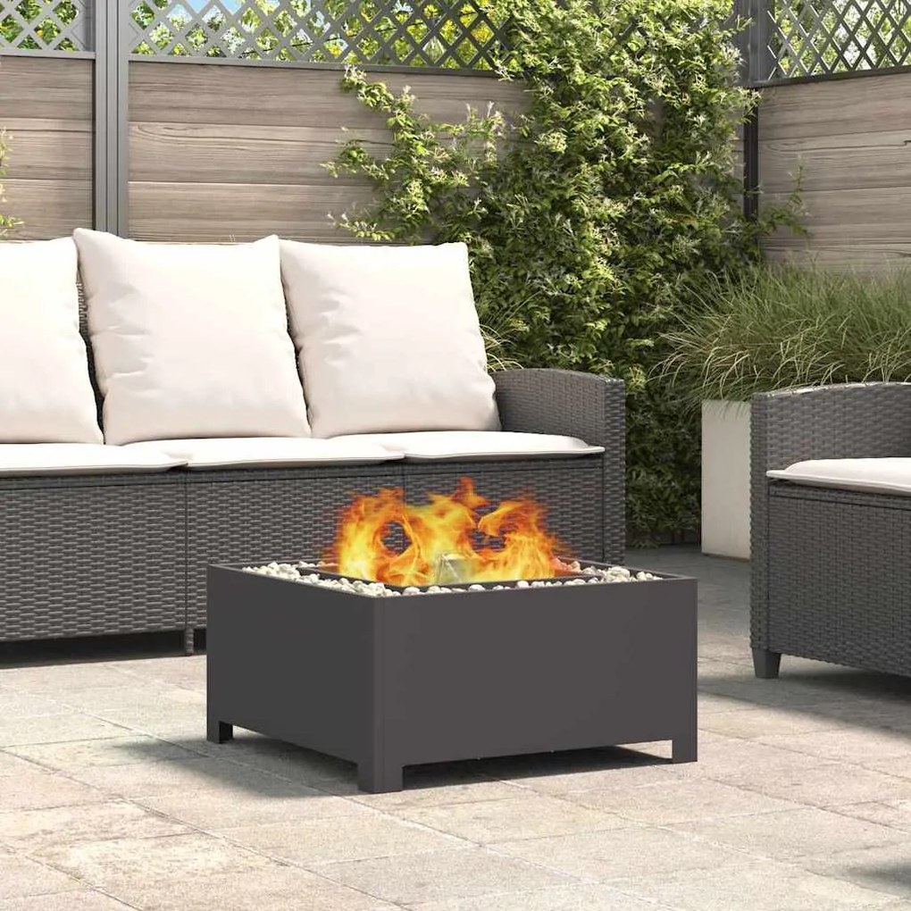 vidaXL Fire Pit Preto 60 x 60 x 30 cm Aço laminado a frio