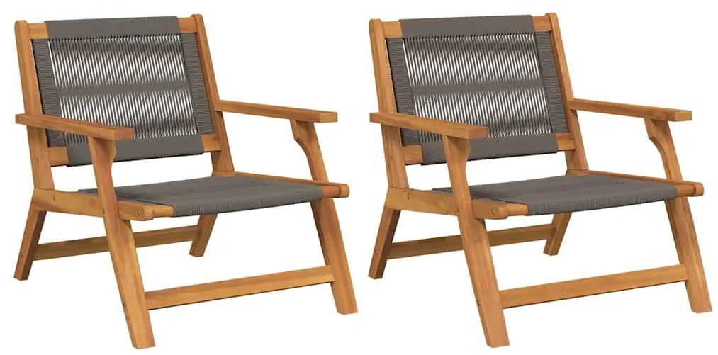 Cadeiras de Jardim 2 pcs Cinzas 67x78x73 cm em Madeira Sólida de Acáci