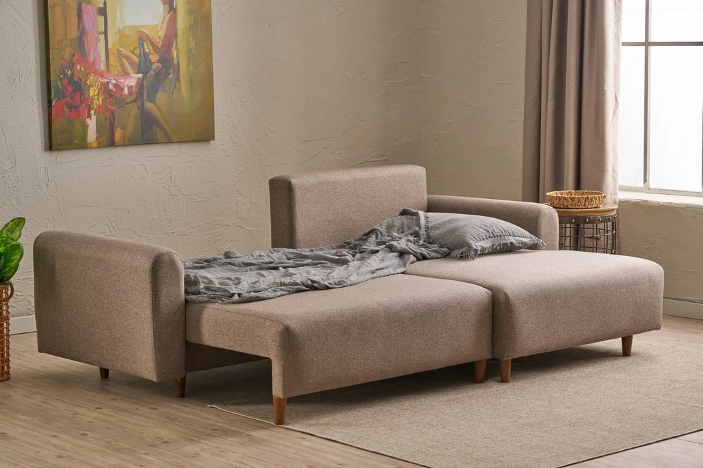 Sofá-Cama de Canto Mane – Castanho – 246x85x160 cm