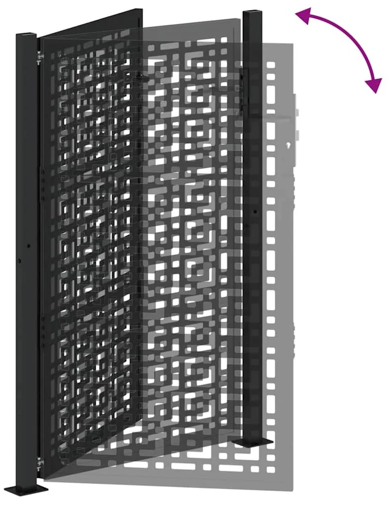 Portão de jardim 105x155 cm design cruzado de aço preto