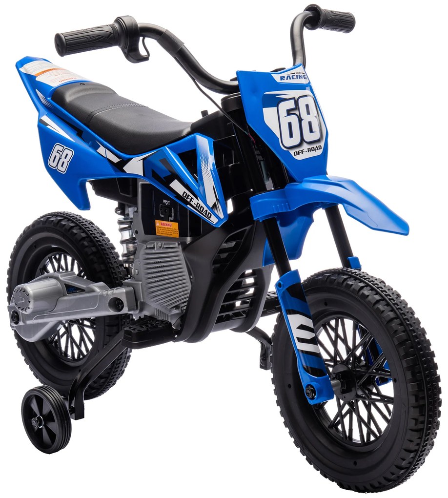 Aiyaplay Moto Elétrica Infantil Moto Infantil de 12V com Música Veículo com Rodinhas 3-6 Anos Azul | Aosom Portugal