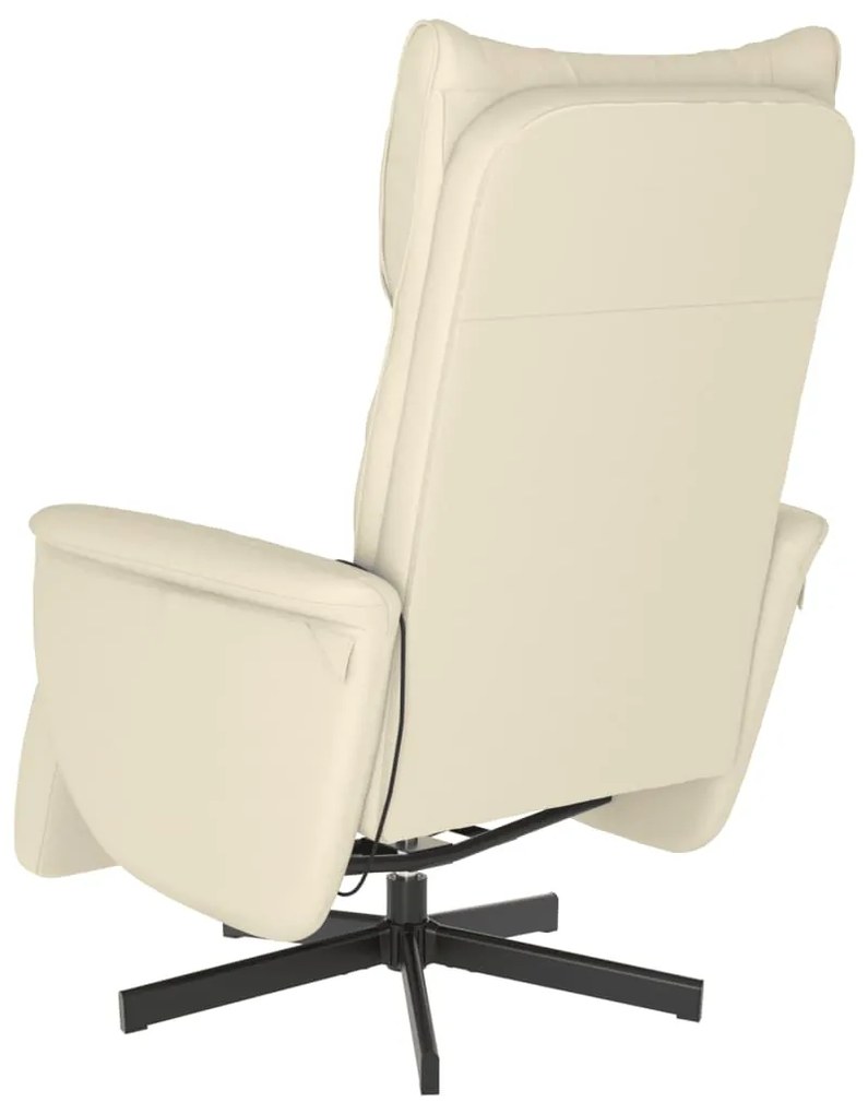 Cadeira massagens reclinável c/apoio pés couro artificial creme