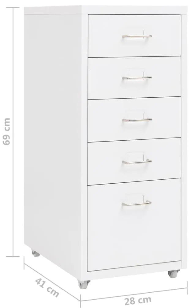 Arquivador móvel 28x41x69 cm metal branco