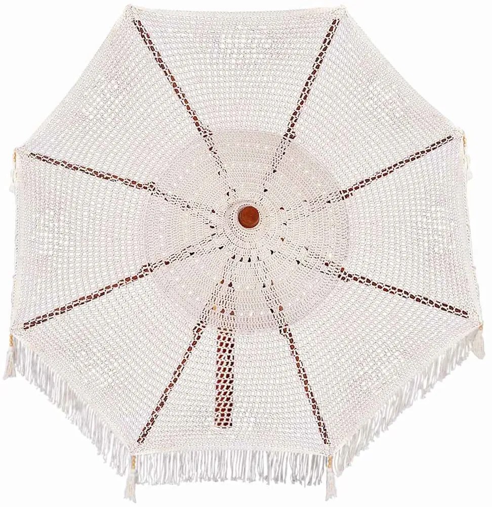 Guarda-sol Outros Creme x 250 cm Algodão e madeira sólida