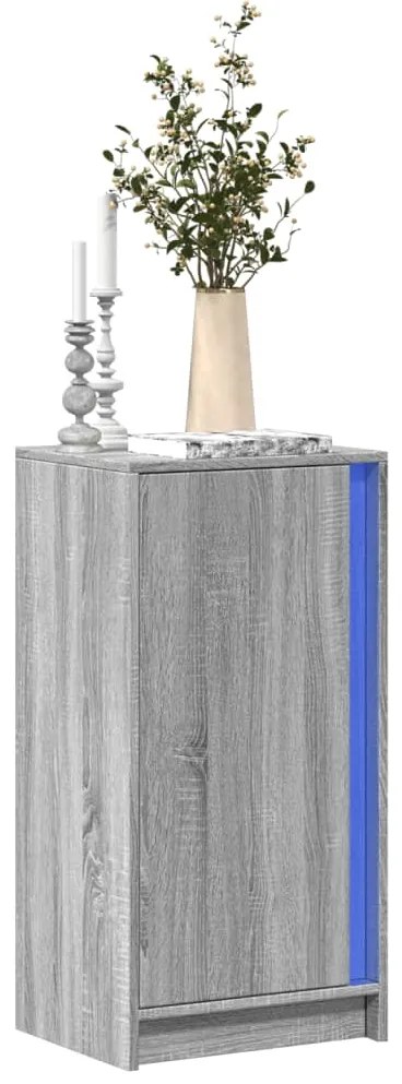 Aparador com luzes LED derivados de madeira cinzento sonoma